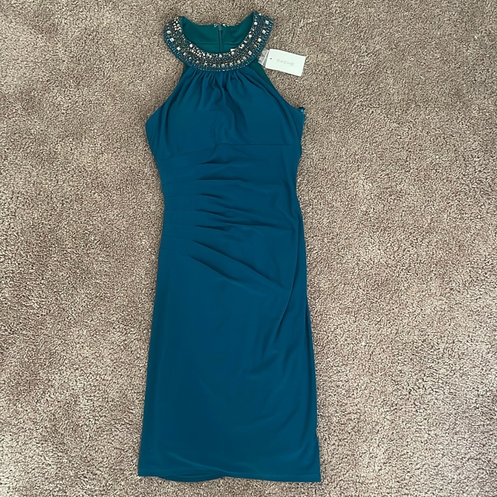 Forest green halter dress
